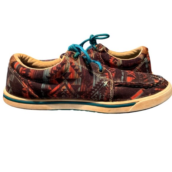 Twisted X Hooey Lopers Men's Size 7 Aztec Print Casual Shoes Teal Laces Festival - Picture 7 of 9